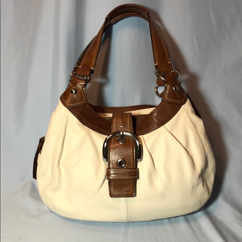 Coach Cream & Brown Soho Leather Lynn Purse F15527